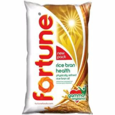 FORTUNE health physically refined Rice Bran Oil Pouch (Chawal Ki Bhusi Ka Tel)  (1 L)